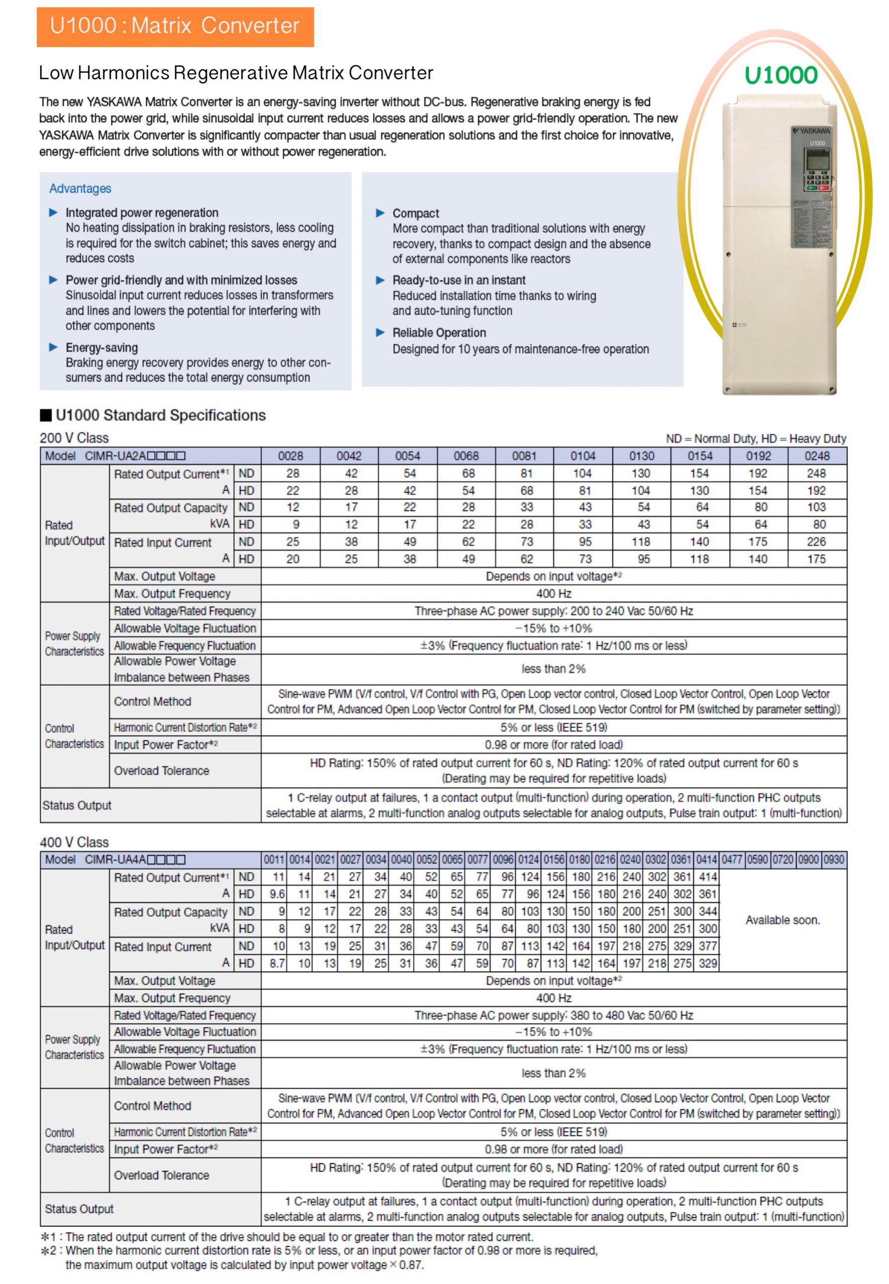 Regenerative Matrix Converter Type U1000